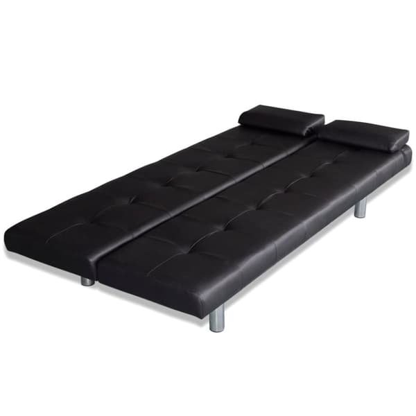 vidaXL sovesofa med to puder justérbar kunstlæder sort