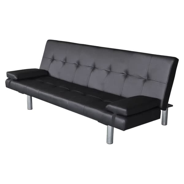 vidaXL sovesofa med to puder justérbar kunstlæder sort