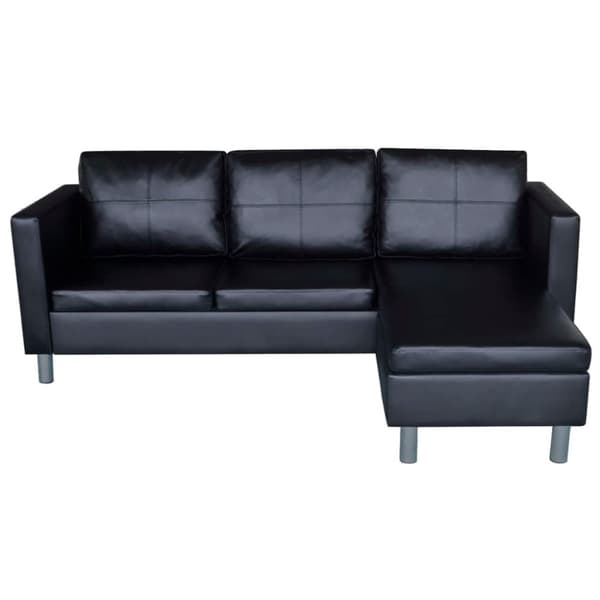 vidaXL Divansoffa 3-sits konstläder svart