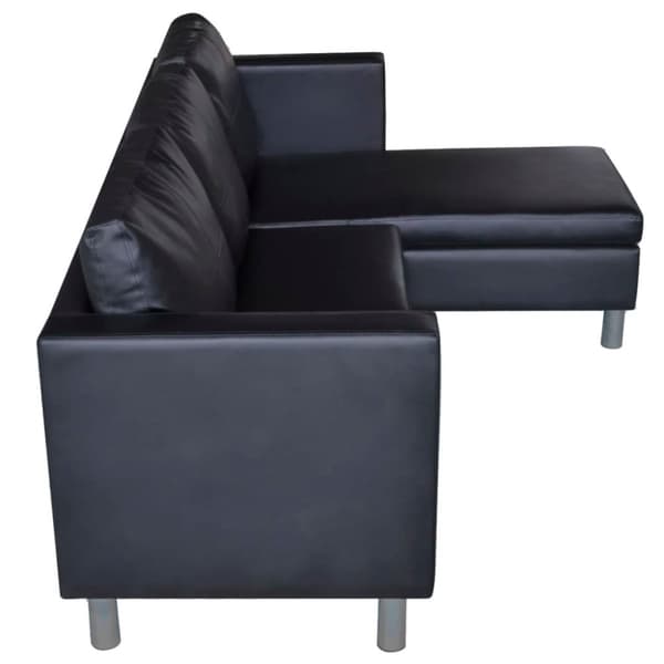 vidaXL Divansoffa 3-sits konstläder svart