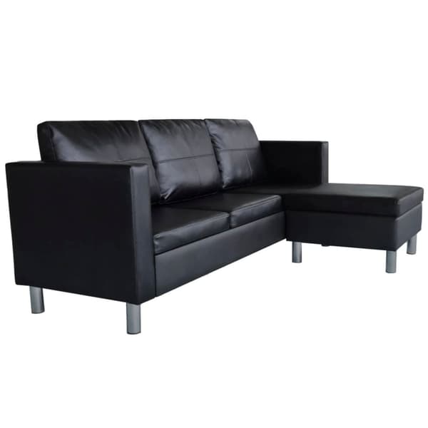 vidaXL Divansoffa 3-sits konstläder svart
