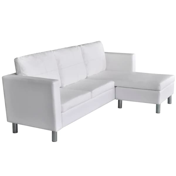 vidaXL Divansoffa 3-sits konstläder vit