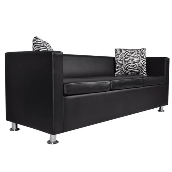 vidaXL Soffgrupp konstläder med fåtölj 3-sits och 2-sits svart