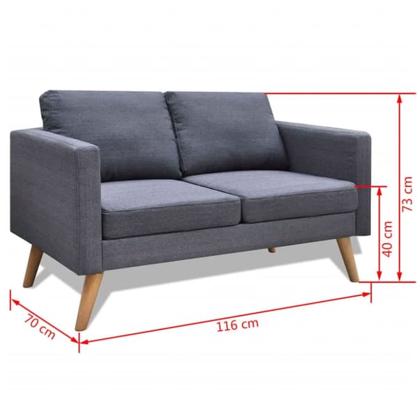 vidaXL Soffa 2-sits tyg mörkgrå