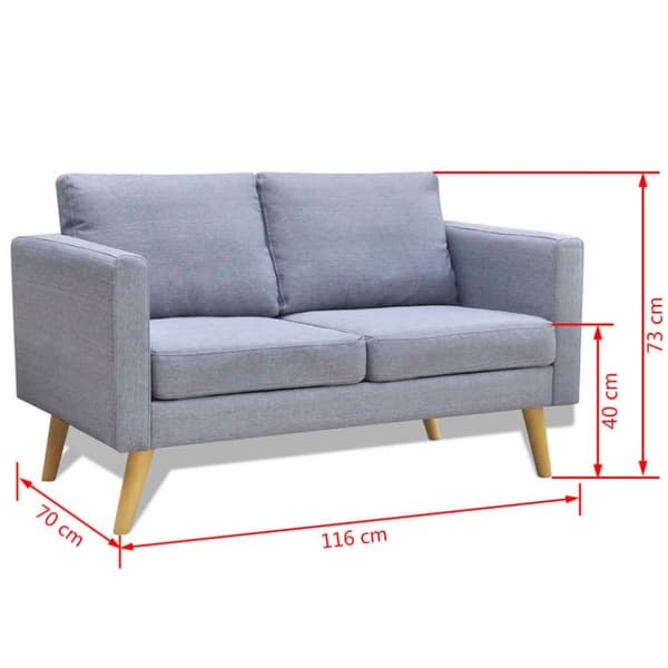 vidaXL Soffa 2-sits tyg ljusgrå