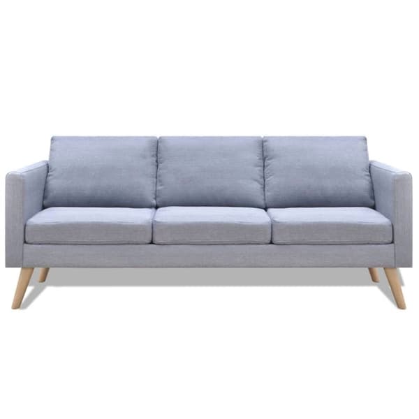 vidaXL Soffa 3-sits i tyg ljusgrå