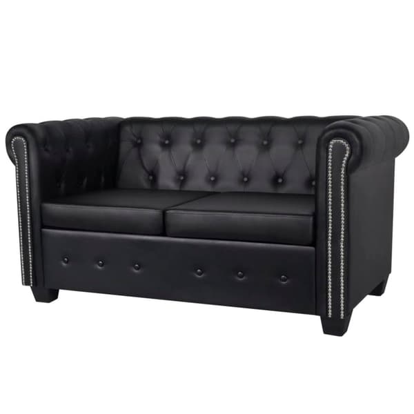vidaXL 2-personers Chesterfield sofa kunstlæder sort