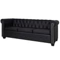 Miniatyrbillede 1 af 5: vidaXL Chesterfield-sofa 3-pers. kunstlæder sort