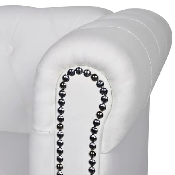vidaXL Chesterfield-sofa 2-pers. kunstlæder hvid