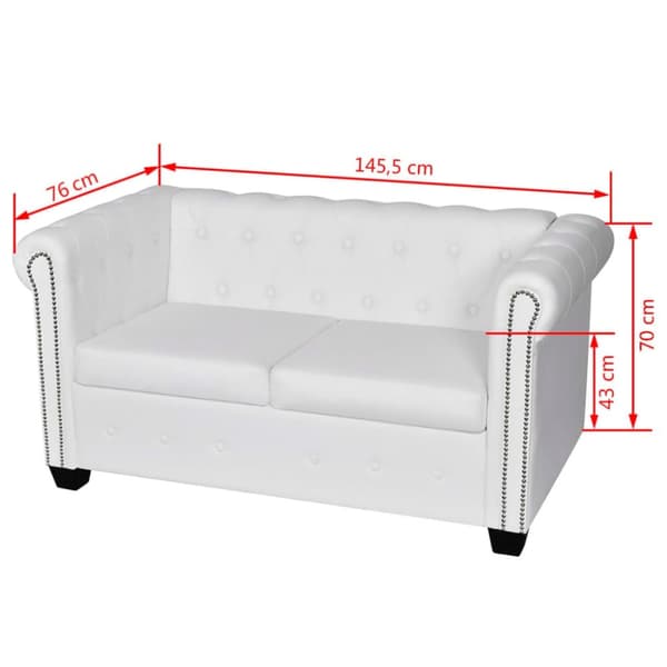 vidaXL Chesterfield-sofa 2-pers. kunstlæder hvid