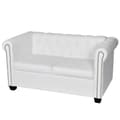 Miniatyrbillede 1 af 5: vidaXL Chesterfield-sofa 2-pers. kunstlæder hvid