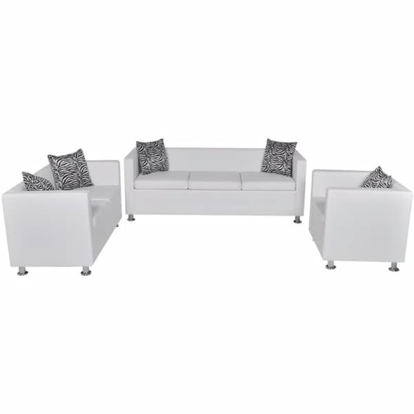 vidaXL sofasæt 3-pers. og 2-pers. sofa m. lænestol kunstlæder hvid