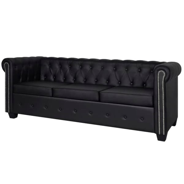 vidaXL sofasæt Chesterfield 2-pers. og 3-pers. kunstlæder sort