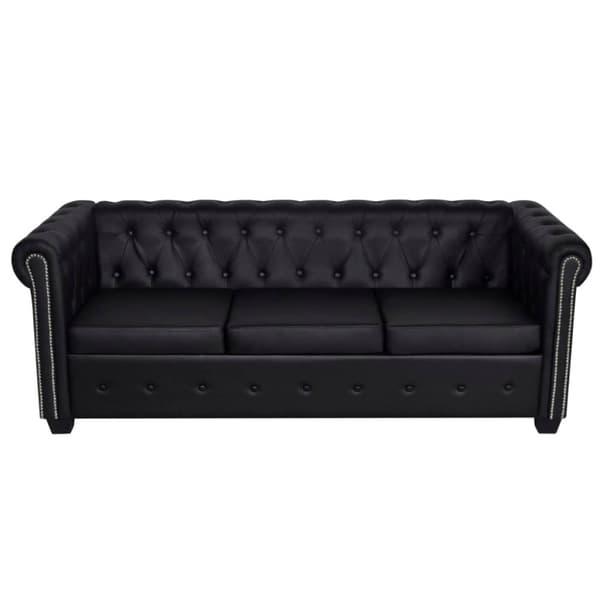 vidaXL sofasæt Chesterfield 2-pers. og 3-pers. kunstlæder sort