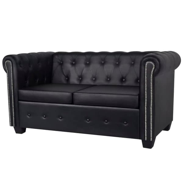 vidaXL sofasæt Chesterfield 2-pers. og 3-pers. kunstlæder sort