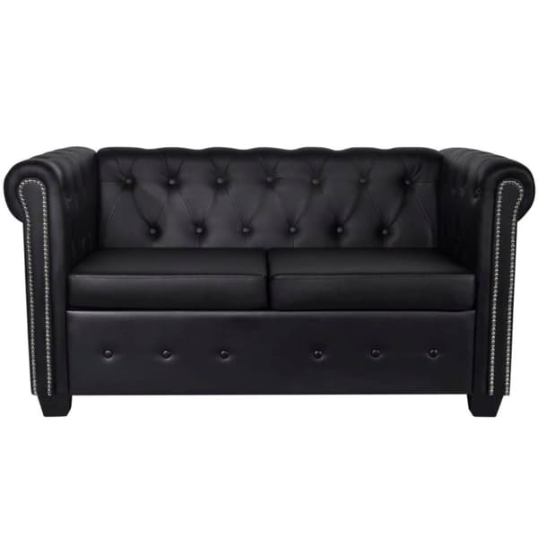 vidaXL sofasæt Chesterfield 2-pers. og 3-pers. kunstlæder sort