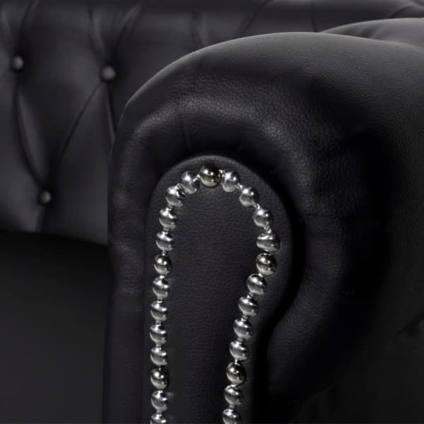 vidaXL sofasæt Chesterfield 2-pers. og 3-pers. kunstlæder sort