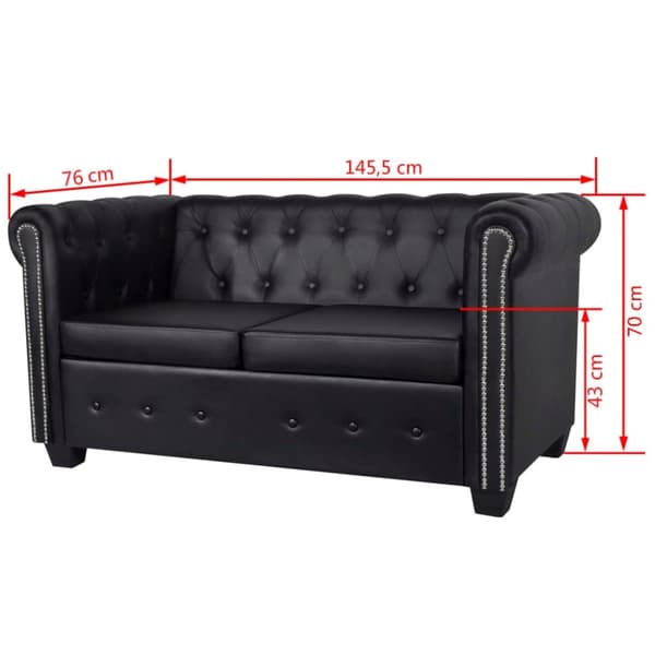 vidaXL sofasæt Chesterfield 2-pers. og 3-pers. kunstlæder sort