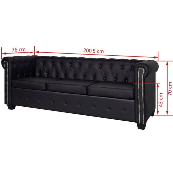 vidaXL sofasæt Chesterfield 2-pers. og 3-pers. kunstlæder sort