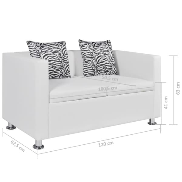 vidaXL sofa 2-pers. kunstlæder hvid