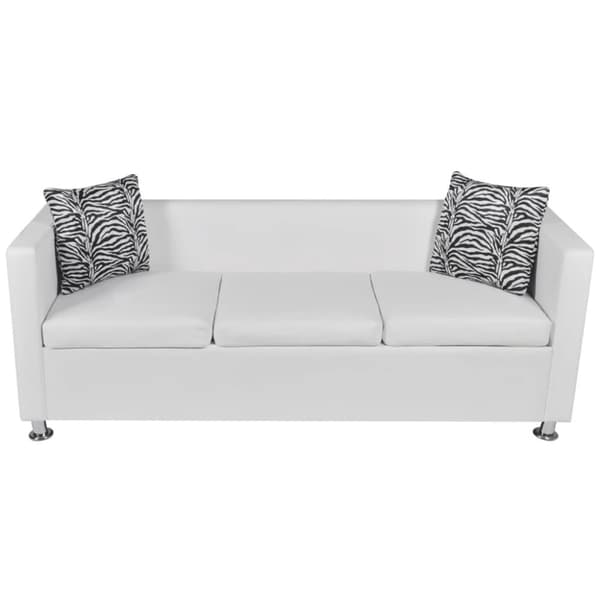 vidaXL sofa 3-pers. kunstlæder hvid