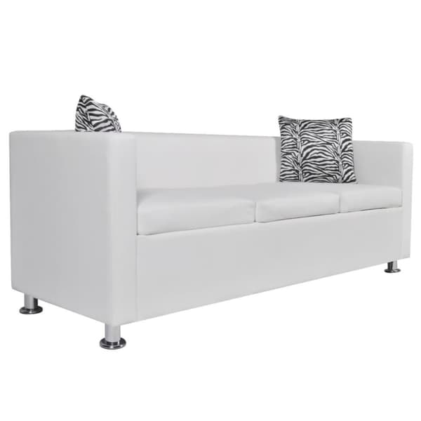 vidaXL sofa 3-pers. kunstlæder hvid