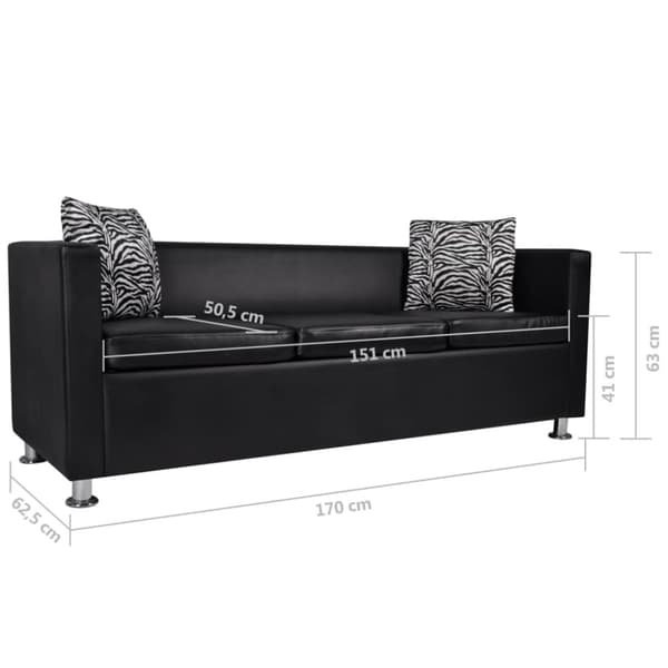 vidaXL sofa 3-pers. kunstlæder sort