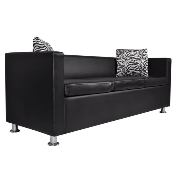 vidaXL sofa 3-pers. kunstlæder sort