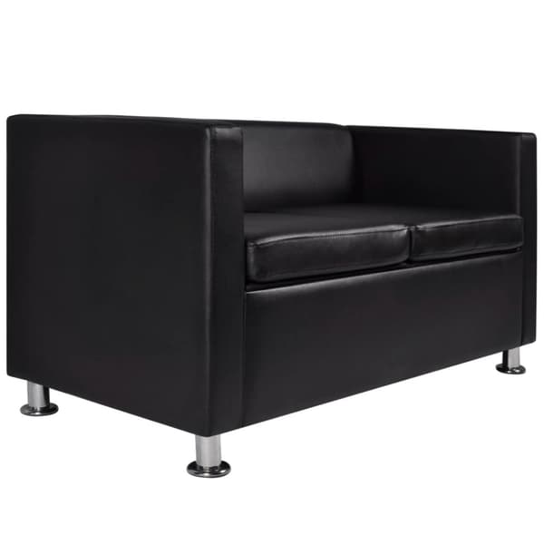 vidaXL sofa 2-pers. kunstlæder sort