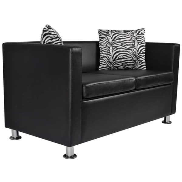 vidaXL sofa 2-pers. kunstlæder sort
