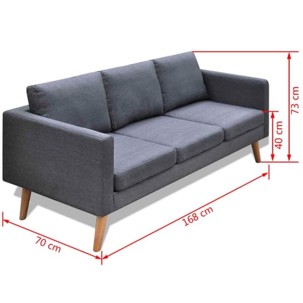 vidaXL sofa 3-pers. sofa stof mørkegrå