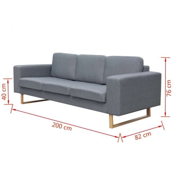 vidaXL 3-personers sofa i stof, lysegrå