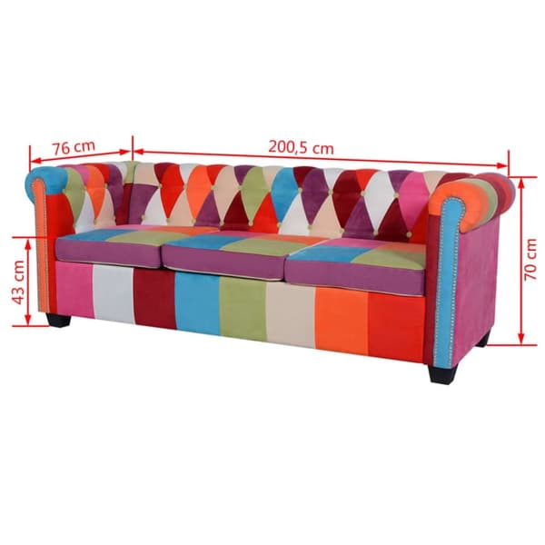 vidaXL Soffa Chesterfield 3-sits tyg