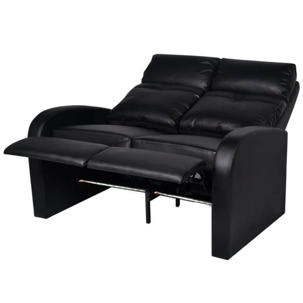 vidaXL Liggfåtölj med LED 2-sits konstläder svart