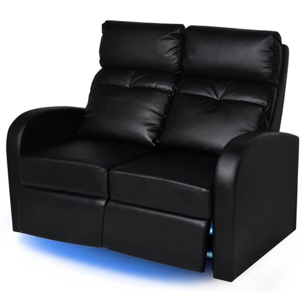 vidaXL Liggfåtölj med LED 2-sits konstläder svart