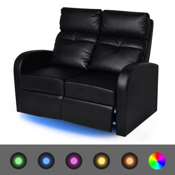 vidaXL Liggfåtölj med LED 2-sits konstläder svart