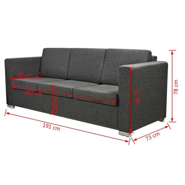 vidaXL 3-personers sofa stof mørkegrå