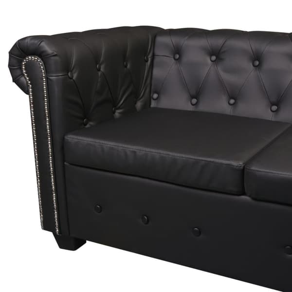 vidaXL Chesterfield 6-personers hjørnesofa kunstlæder sort