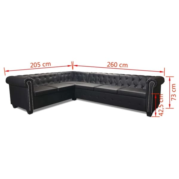 vidaXL Chesterfield 6-personers hjørnesofa kunstlæder sort