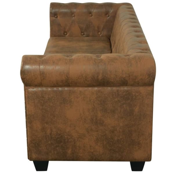 vidaXL Chesterfieldsofa 3-personers kunstlæder brun