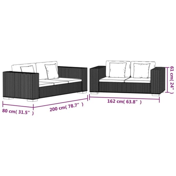 vidaXL 2-personers og 3-personers sofasæt ægte rattan
