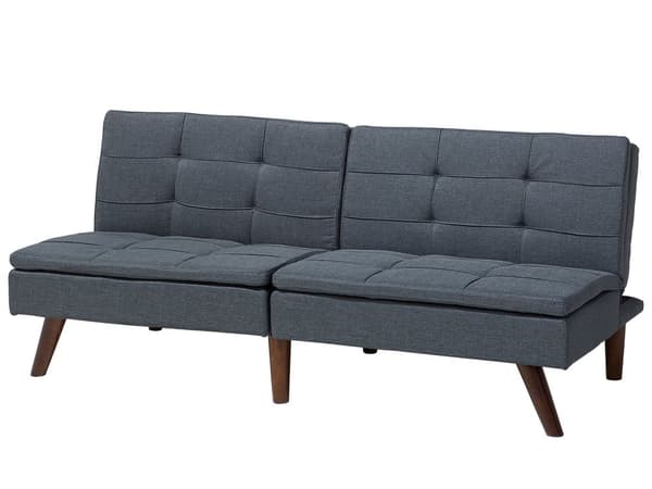 Bäddsoffa Grå 3-sits Stickad Klädsel Klick Klack Mekanism Metal Ben