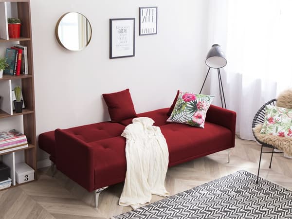 Bäddsoffa Röd 3-sits Knappat Säte Click Clack