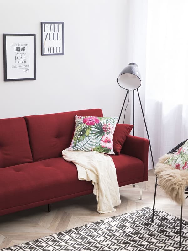 Bäddsoffa Röd 3-sits Knappat Säte Click Clack