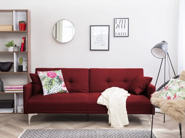 Bäddsoffa Röd 3-sits Knappat Säte Click Clack