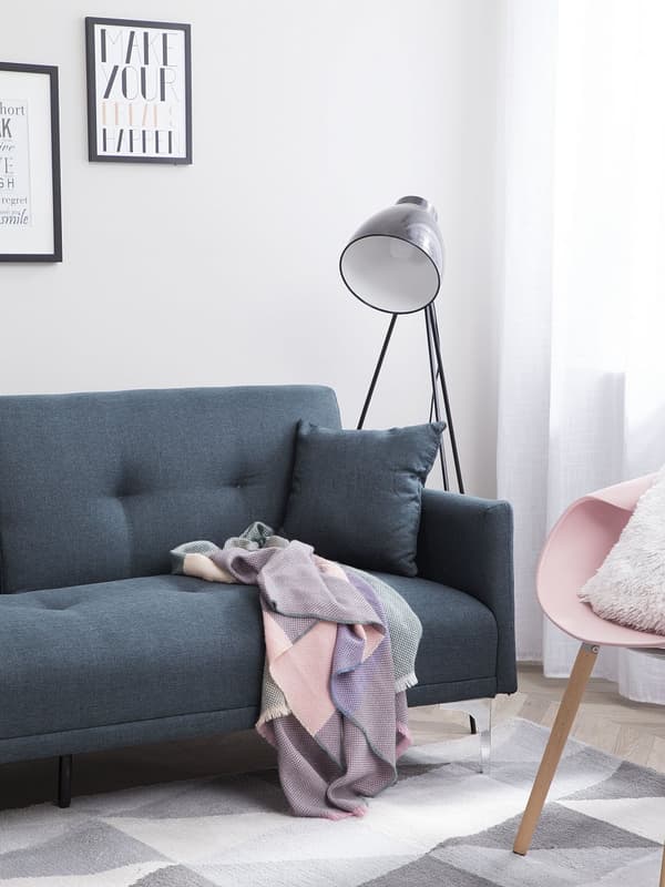Bäddsoffa Mörkblå 3-sits Knappat Säte Click Clack