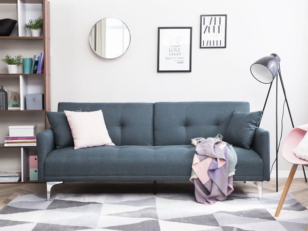 Bäddsoffa Mörkblå 3-sits Knappat Säte Click Clack