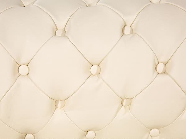 Chesterfield Soffa Krämvit Läder 3-sits Modern Traditionell Elegant Vardagsrum