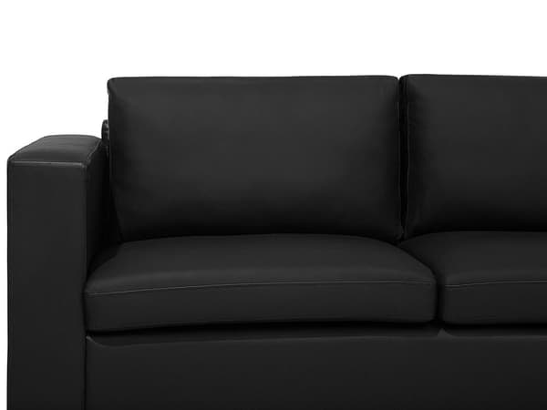 3-sits Soffa Svart Split Läder Klädsel Kromade Ben Retro Design