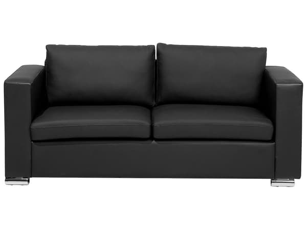 3-sits Soffa Svart Split Läder Klädsel Kromade Ben Retro Design